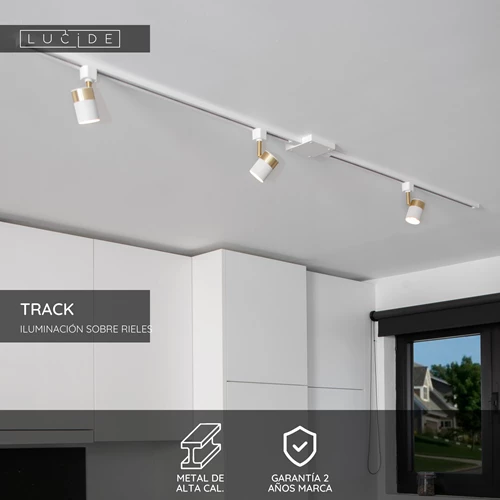 Lucide TRACK Conector en I - Sistema de carril monofásico / Iluminación con rieles - Blanco (Extensión) - USP